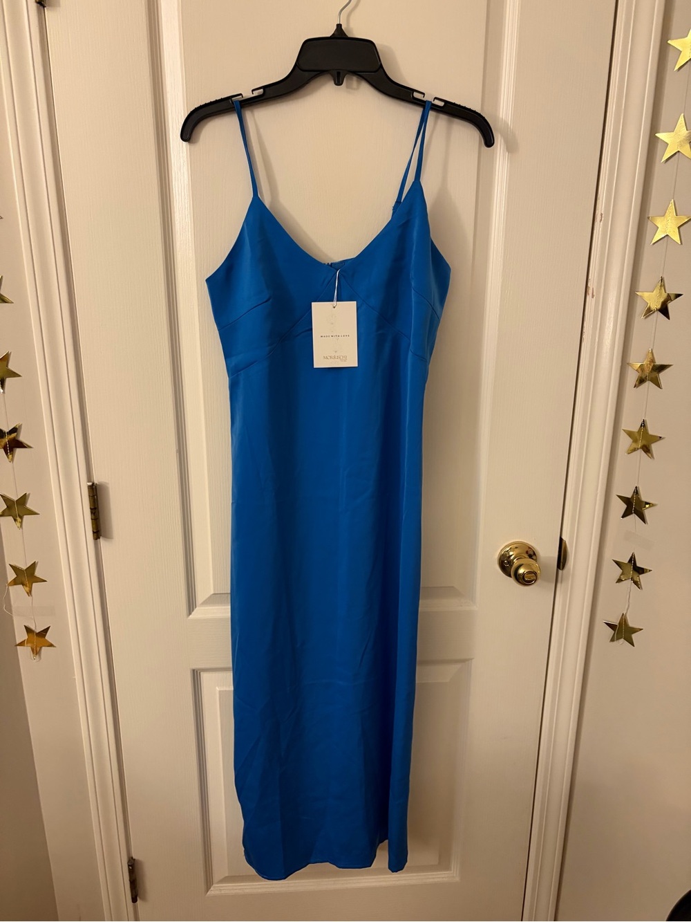 Blue Satin Maxi Slip Dress